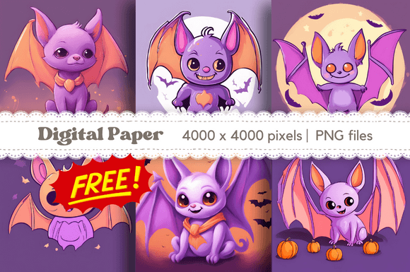 6 Freebie Halloween Bat Digital Paper: Practical Applications for Creators and Educators