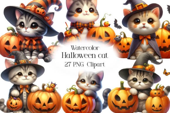 Elevating Seasonal Projects with Watercolor Halloween Cat Clipart