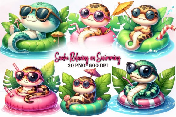 Evaluating the Snake Relaxing on Swimming Float Visual Asset