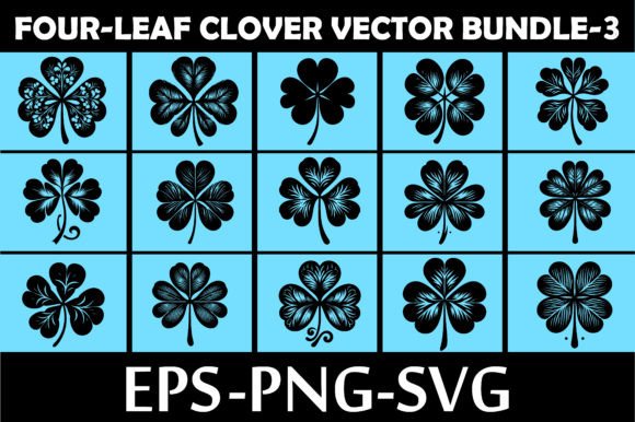 Four-leaf Clover Icon Vector Bundle 3: Design Guide