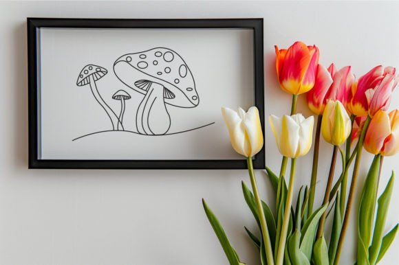 Mushroom One Line Art Sketch Vector Design Guide