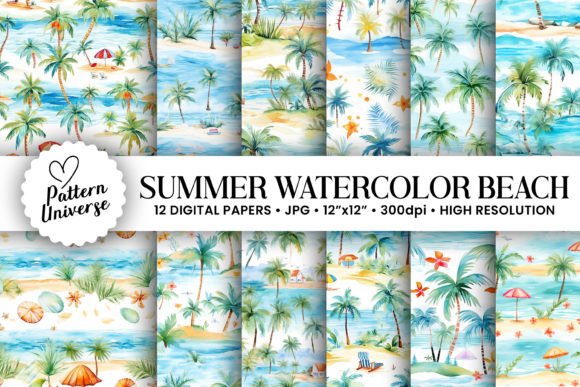 Watercolor Summer Palm Beach Patterns Guide